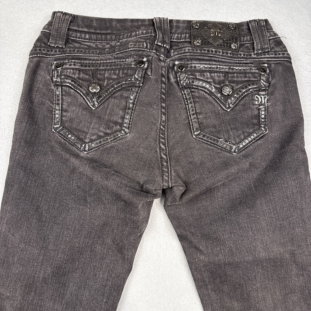 Miss Me Black Jeans Mid Rise Easy Skinny Size 28X28 Black Pockets SEQUINS STUDS